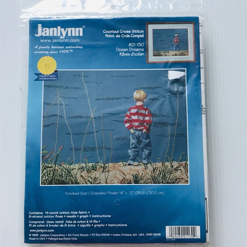 Janlynn Counted Cross Stitch Kit 21-130 OCEAN DREAMS Child Boy Vintage Sealed